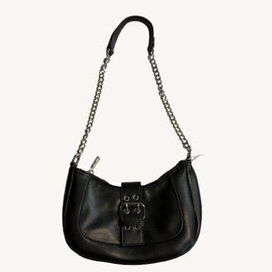 NWT LA Express Shoulder Bag Purse Black & Silver Buckle Detail